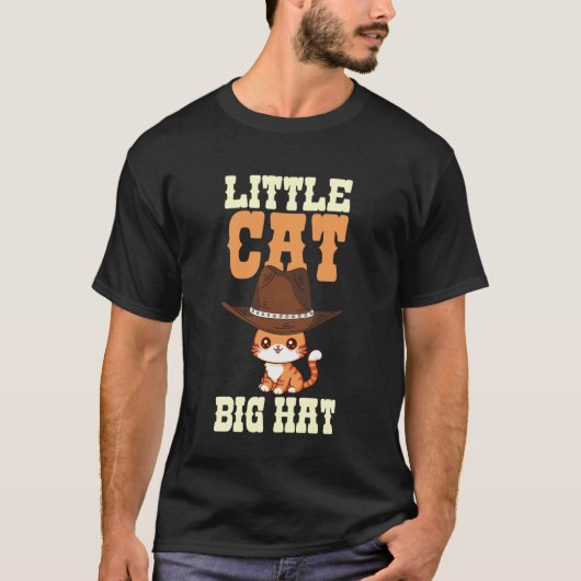 かわいい猫のデザインの大きな帽子のかわいい子供服 Tシャツ (正面)