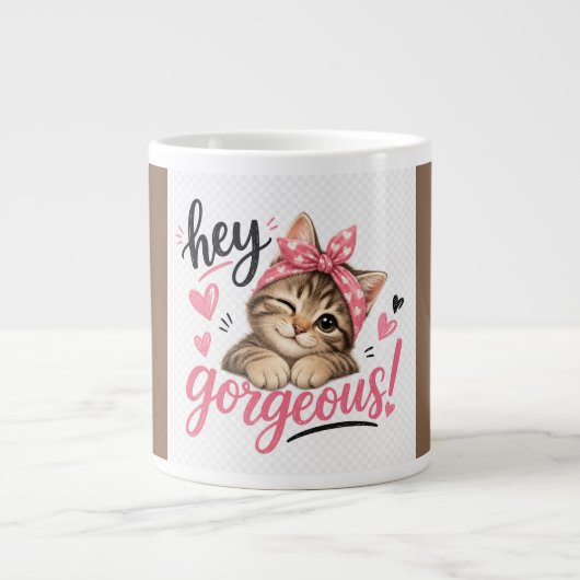 かわいい猫のデザイン ジャンボコーヒーマグカップ (正面)
