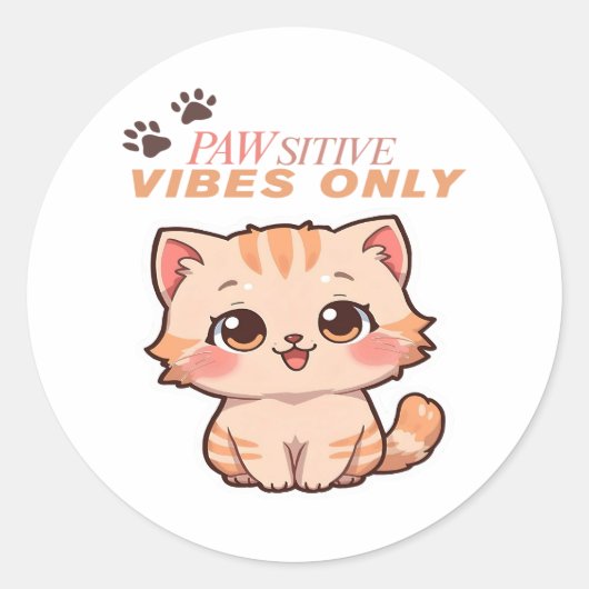 かわいい猫のデザイン ステッカー (正面)