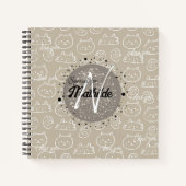 かわいい猫のデザイン モノグラム パーソナライズ ユニーク こども ノートブック (正面)