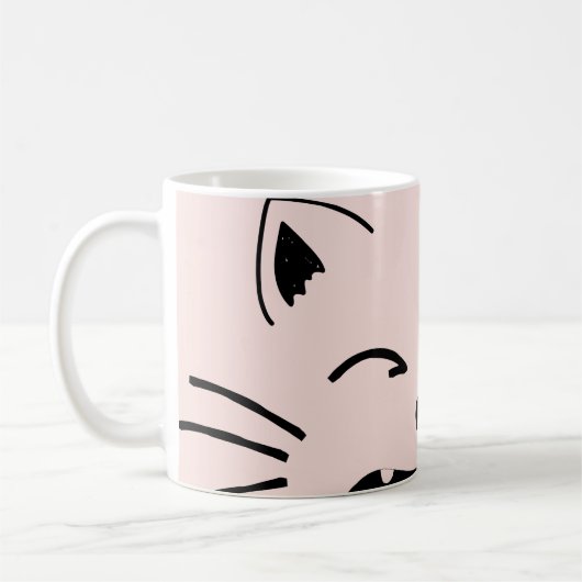 かわいい猫のデザイン | 愛らしい猫のイラスト コーヒーマグカップ (左)