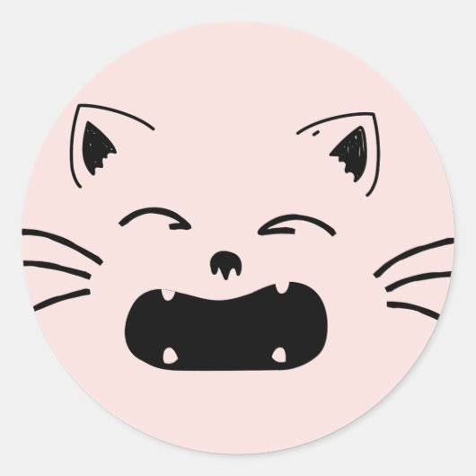 かわいい猫のデザイン | 愛らしい猫のイラスト ラウンドシール (正面)