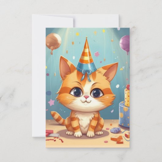 かわいい猫のデザイン 茶トラ サンキューカード (正面)