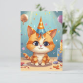 かわいい猫のデザイン 茶トラ サンキューカード (スタンド正面)