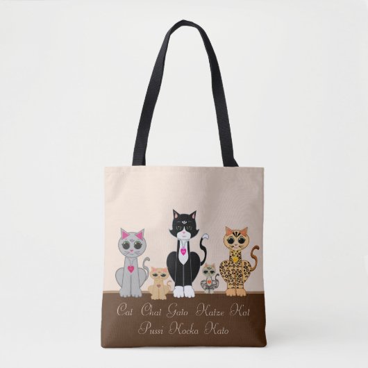 かわいい猫のトップデザイン トートバッグ (正面)