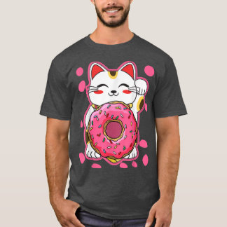 かわいい猫のドーナツ 日本のアニメガール Tシャツ