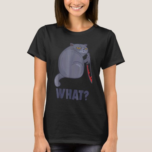かわいい猫のナイフ Tシャツ (正面)