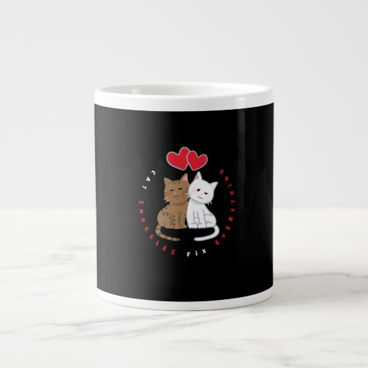 かわいい猫のハグイラスト ジャンボコーヒーマグカップ (正面)