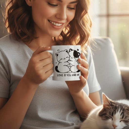 かわいい猫のハグ 愛はあなたと私 コーヒーマグカップ