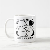かわいい猫のハグ 愛はあなたと私 コーヒーマグカップ (左)
