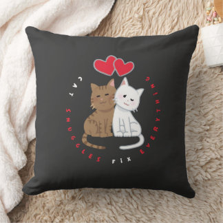 かわいい猫のハグ 愛を込めたイラストTシャツ クッション