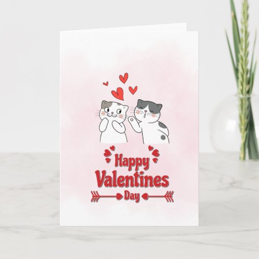 かわいい猫のハッピー バレンタインデー カード – スイート ラブ (正面)