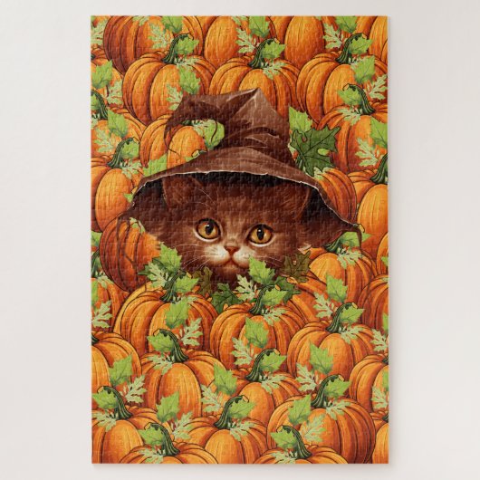 かわいい猫のハロウィンカボチャ ジグソーパズル (縦)