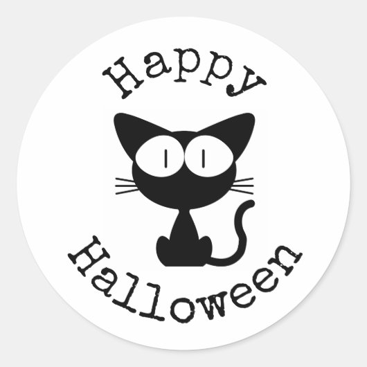 かわいい猫のハロウィンステッカー ラウンドシール (正面)