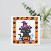 かわいい猫のハロウィンパーティー招待状｜編集可 招待状 (スタンド正面)