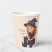かわいい猫のハロウィン女の子のベビーシャワー 紙コップ (裏面)