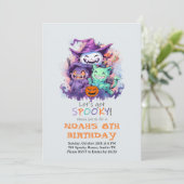 かわいい猫のハロウィン誕生日パーティー招待状 シーズンカード (スタンド正面)