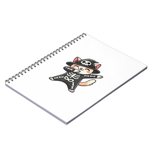 かわいい猫のハロウィン スケルトン 子供 ノートブック (左側)