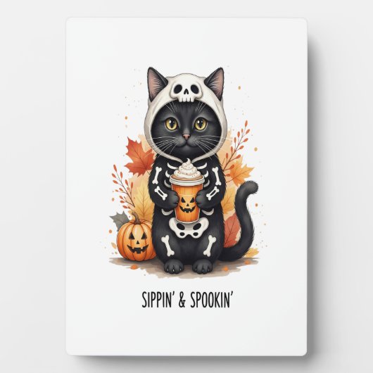 かわいい猫のハロウィン フォトプラーク (正面)