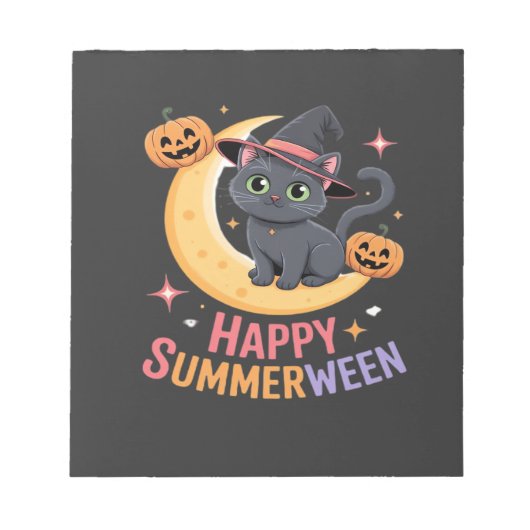 かわいい猫のハロウィンTシャツ ノートパッド (正面)