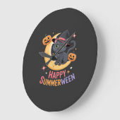 かわいい猫のハロウィンTシャツ ラージ壁時計 (傾斜)