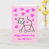 かわいい猫のハートの母の日暮らし カード (黄色い花)