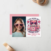 かわいい猫のハートポップ教室写真 ノートカード (正面/裏面インサイチュ)