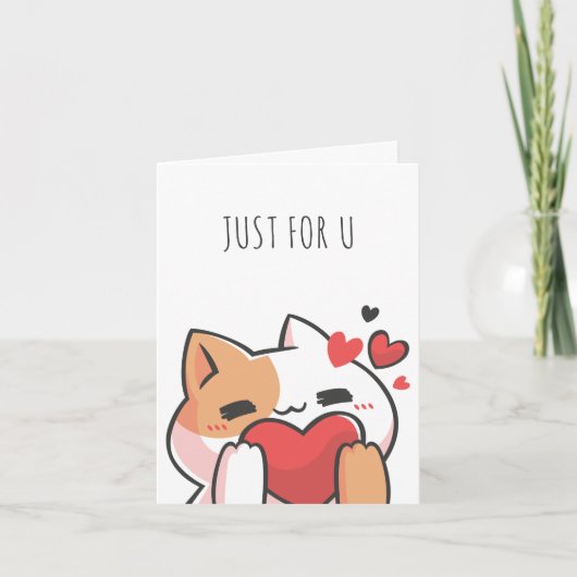 かわいい猫のハート カード (正面)