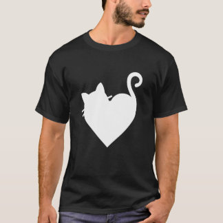 かわいい猫のハートTシャツ メンズ&レディース 全5色 - ホワイト Tシャツ