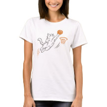 かわいい猫のバスケTシャツ
