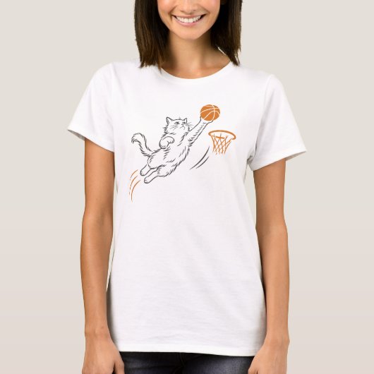 かわいい猫のバスケTシャツ Tシャツ (正面)
