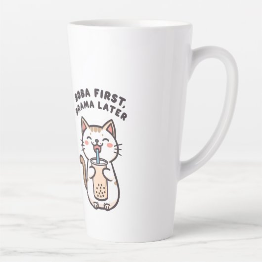 かわいい猫のバブルティー カフェラテマグ (右)