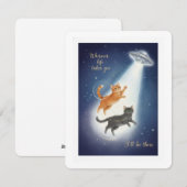 かわいい猫のバレンタインカード　UFOロマンチックテーマ付き シーズンカード (正面/裏面)