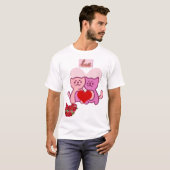 かわいい猫のバレンタインラブ Tシャツ (正面フル)