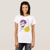 かわいい猫のバンダナパープル帽子イラスト Tシャツ (正面フル)