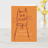 かわいい猫のバースデーカードオレンジ カード (黄色い花)