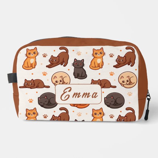 かわいい猫のパターンのカスタムモノグラムの名前の子供たち ドップキット (正面)