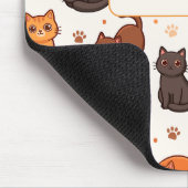 かわいい猫のパターンのカスタムモノグラムの名前の子供たち マウスパッド (コーナー)