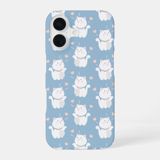 かわいい猫のパターンデザイン iPhone 16ケース (裏面)