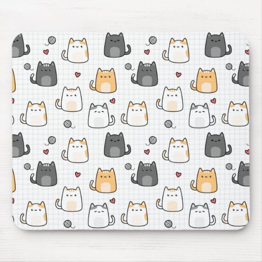 かわいい猫のパターンマウスパッド マウスパッド (正面)