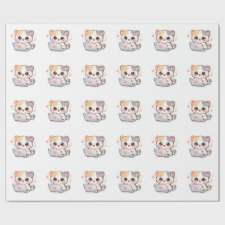 かわいい猫のパターンラッピングペーパー ラッピングペーパー