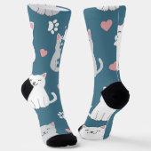 かわいい猫のパターン背景 ソックス (傾斜あり)