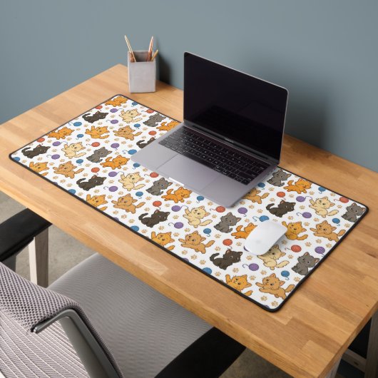 かわいい猫のパターン デスクマット (オフィス2)