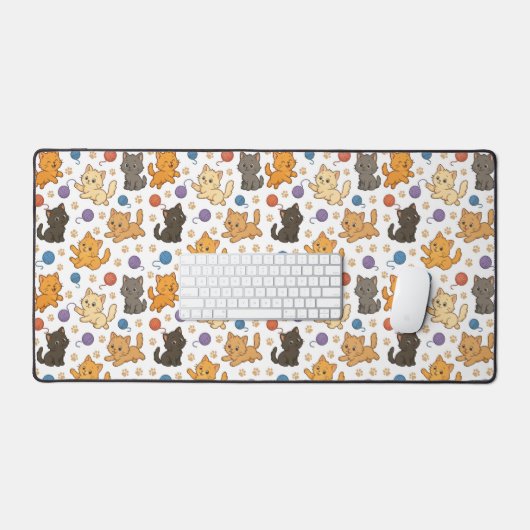 かわいい猫のパターン デスクマット (キーボード&マウス)