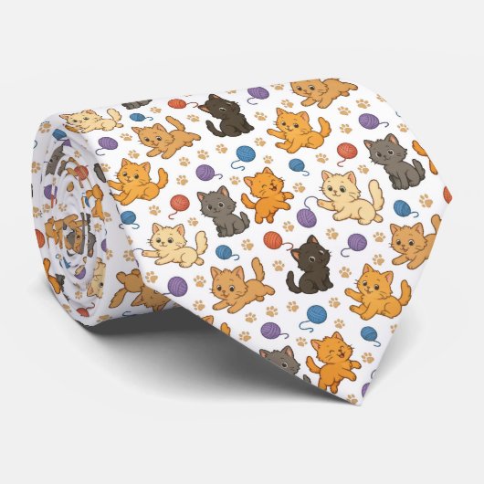 かわいい猫のパターン ネクタイ (ロール)