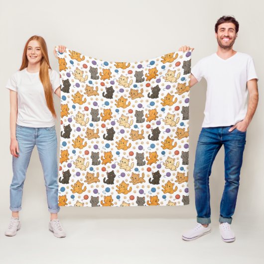 かわいい猫のパターン フリースブランケット (インサイチュ)