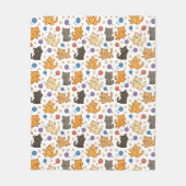 かわいい猫のパターン フリースブランケット (正面)