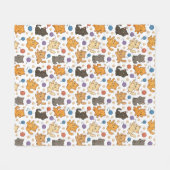 かわいい猫のパターン フリースブランケット (正面(横))