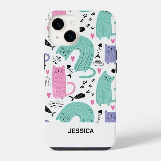 かわいい猫のパターン iPhoneケース (裏面)