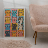 かわいい猫のパネルコラージュ壁アートポスター印刷 ポスター